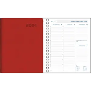 Agenda Plan-a-week 2024 spiraal - Rood